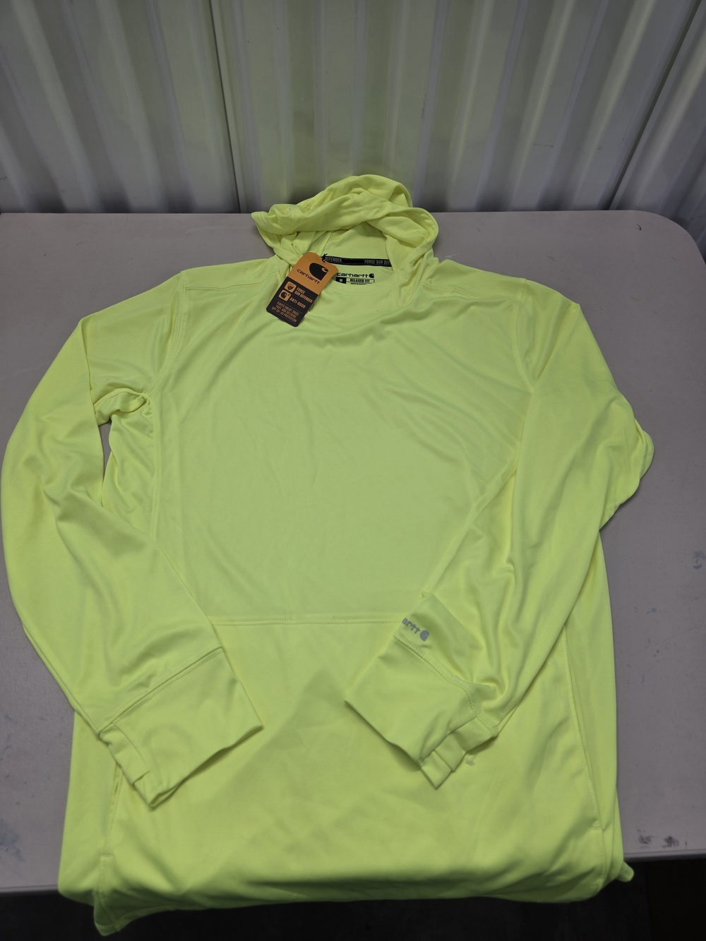 Carhartt Men's Force Sun Defender Long Sleeve Hooded T-Shirt Sz Medium Yellow